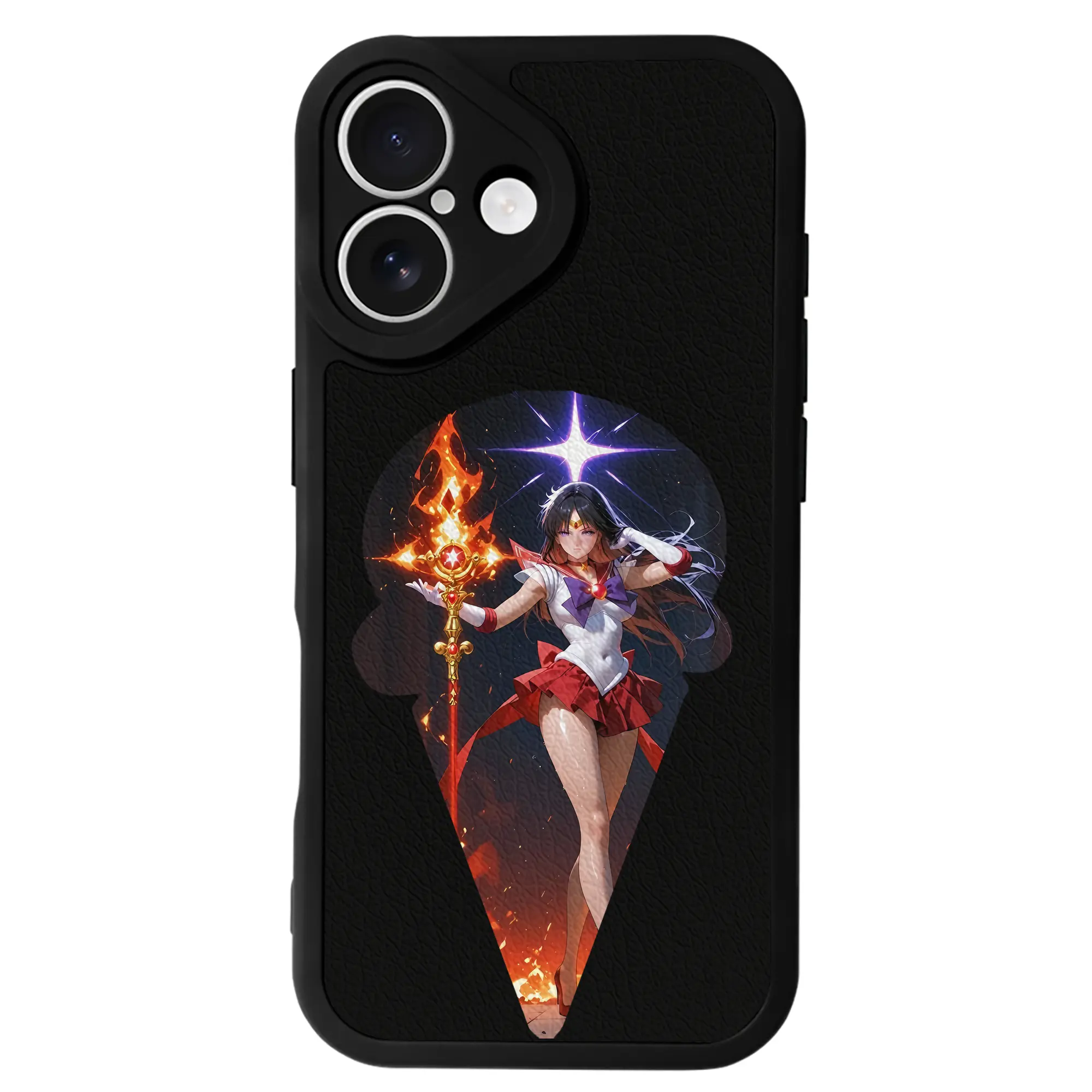 美少女戦士セーラームーン グッズ 火野 レイ - IPhone 16シリーズ対応 ・ シリコンスマホケース ・ レザー調 ・ 高精度フィット ・ 耐衝撃 ・ ワイヤレス充電対応 ・ 精密カット